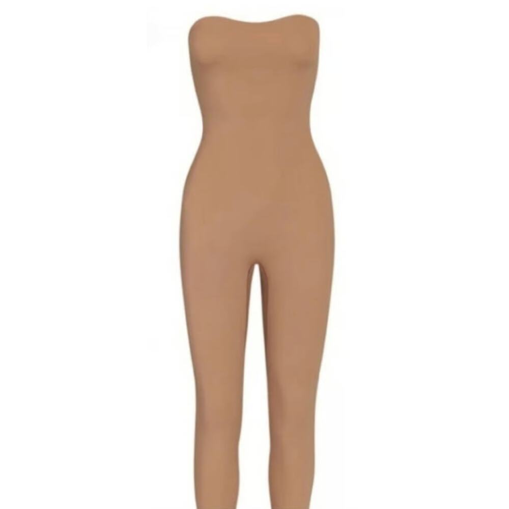 2438 NWOT SKIMS FITS EVERYBODY STRAPLESS CATSUIT in OCHRE(?) Sz 3X